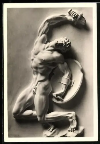 Künstler-AK Arno Breker: Relief Opfer, Fallender Krieger mit gebrochenem Schwert und Schild