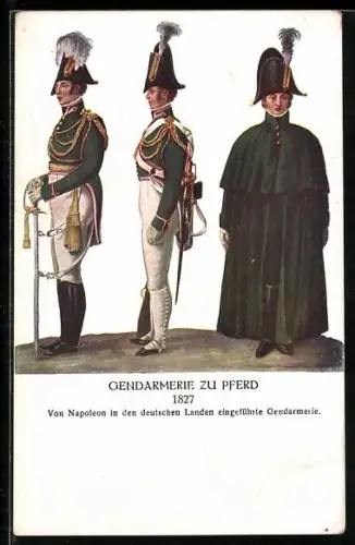 AK 75 Jahre österr. Gendarmerie 1849-1924, Gendarmerie zu Pferd in Uniform 1827
