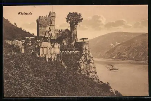 AK Trechtingshausen, Blick auf Burg Rheinstein