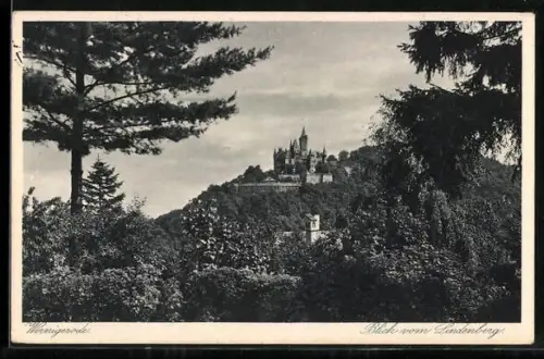 AK Wernigerode, Blick vom Lindenberg zum Schloss