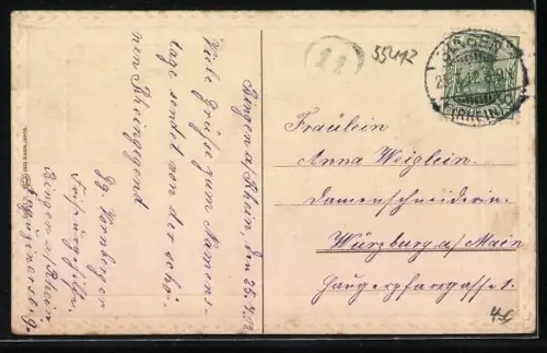 AK Burg Rheinstein, Burg mit Rheinpanorama