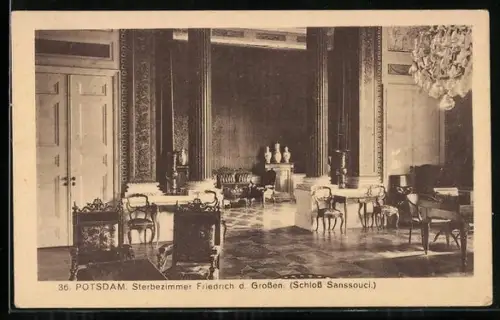 AK Potsdam, Schloss Sanssouci, Sterbezimmer Friedrich d. Grossen