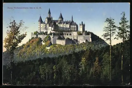AK Burg Hohenzollern, Blick zur Burg