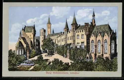 AK Burg Hohenzollern, Blick in den Schlosshof