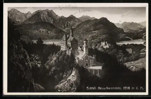 AK Schloss Neuschwanstein, Blick zum Schloss