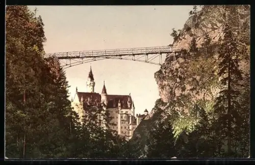 AK Schloss Neuschwanstein mit Marienbrücke