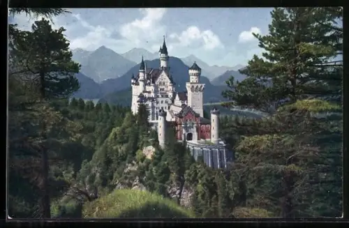 AK Panoramablick Schloss Neuschwanstein