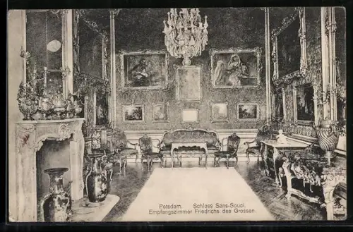 AK Potsdam, Schloss Sans-Souci, Empfangzimmer Friedrichs des Grossen