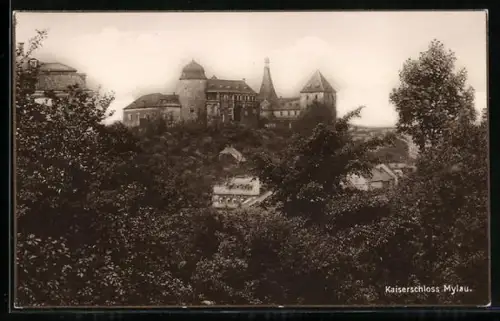 AK Kaiserschloss Mylau, Blick zum Schloss