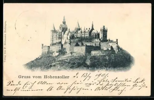 AK Burg Hohenzollern, Mit Umgebung aus seitlicher Perspektive