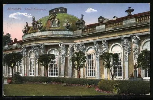 AK Potsdam, Schloss Sanssouci, Partie im Garten