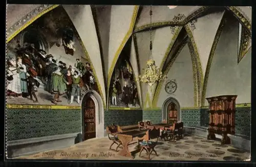 AK Meissen, kleiner Appellationssaal in der königlichen Albrechtsburg