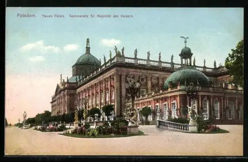 AK Potsdam, Neues Palais mit Gartenanlagen