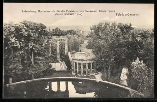 AK Potsdam, Ruinenberg, Hochreservoir für die Fontainen von Sanssouci-Neues Palais