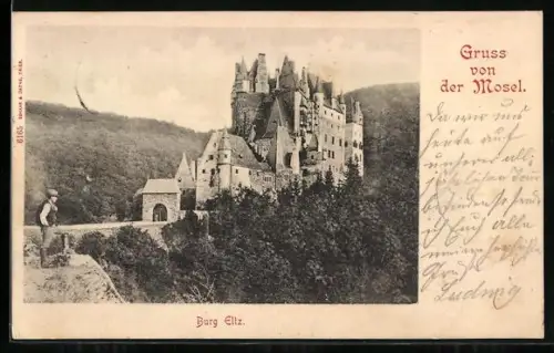 AK Burg Eltz /Mosel, Mit anliegendem Wald und Gebirgspanorama