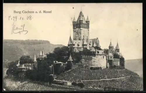 AK Cochem an der Mosel, Blick zur Burg