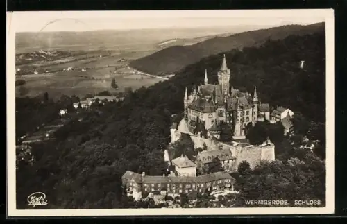 AK Wernigerode, Fliegeraufnahme des Schlosses