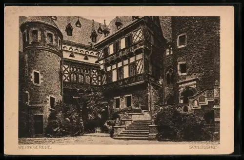 Künstler-AK Wernigerode, Schlosshof