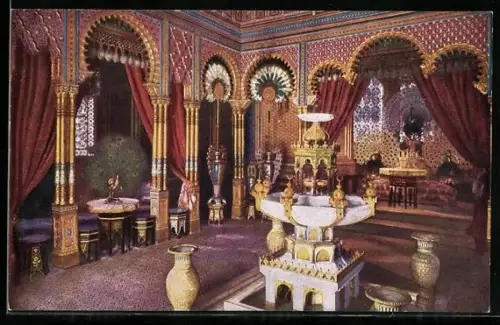 AK königliches Schloss Linderhof, Kiosk-Innenansicht