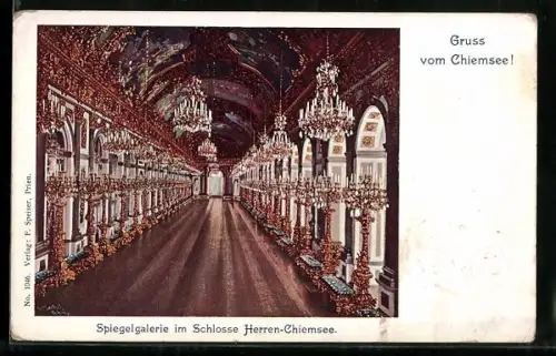 AK Schloss Herren-Chiemsee, Spiegelgalerie, Innenansicht