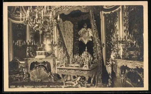 AK Königliches Schloss Linderhof, Arbeitszimmer, Innenansicht