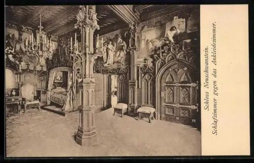 AK Schloss Neuschwanstein, Schlafzimmer gegen das Ankleidezimmer