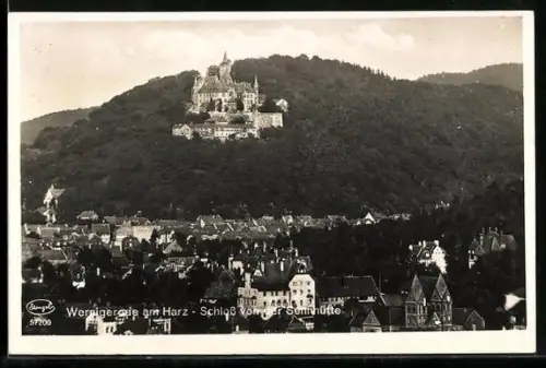 AK Wernigerode am Harz, Schloss von der Sennhütte aus