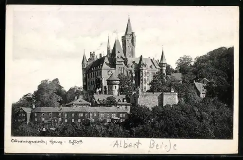 AK Wernigerode /Harz, Blick zum Schloss