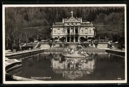 AK Linderhof, Schloss mit Wasserbecken