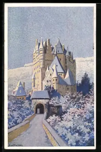 Künstler-AK Die Burg Elz im Winter