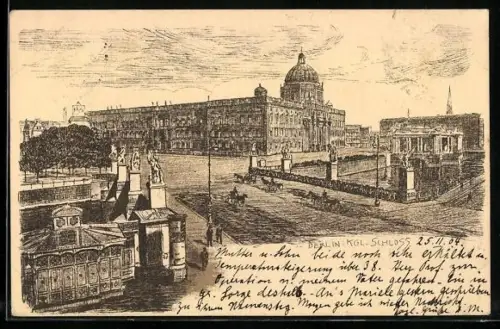 Künstler-AK Berlin, Königliches Schloss mit Brücke