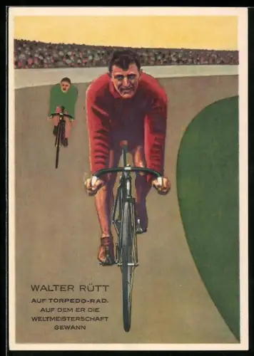 AK Reklame für Fahrräder von Torpedo-Rad mit Rennfahrer Walter Rütt