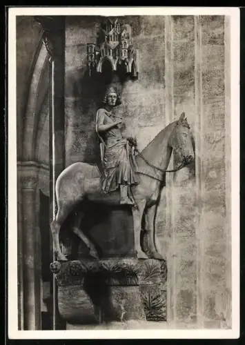 Foto-AK Deutscher Kunstverlag, NR 42 Walter Hege: Bamberg, Dom, der Reiter (um 1250)