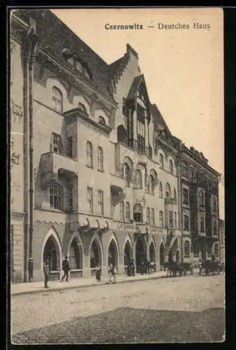 AK Czernowitz, Deutsches Haus mit Strassenpartie