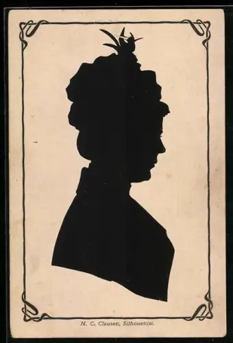 Künstler-AK Silhouette einer Dame mit Hut