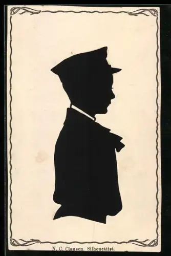 Künstler-AK Silhouette eines Jungen mit Hut