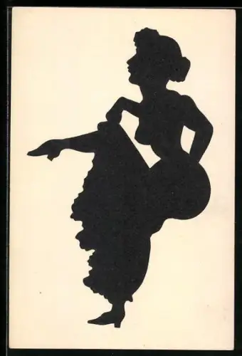AK Silhouette einer Dame die ihren Rock hebt