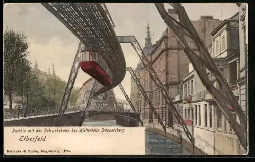 AK Elberfeld, Schwebebahn bei Haltestelle Döppersberg