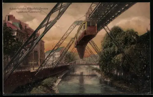 AK Elberfeld-Barmen, Schwebebahn in Sonnborn-Vohwinkel