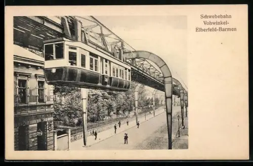 AK Vohwinkel-Elberfeld-Barmen, Strassenpartie mit Schwebebahn