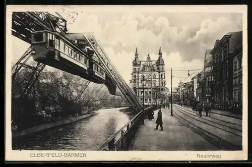 AK Elberfeld-Barmen, Neuerweg, Schwebebahn