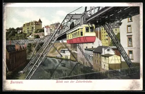 AK Barmen, Blick von der Loherbrücke mit Schwebebahn
