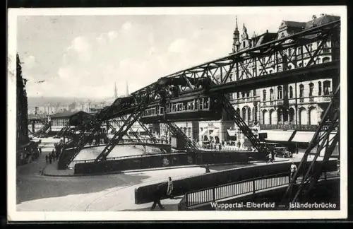 AK Wuppertal-Elberfeld, Isländerbrücke, Schwebebahn