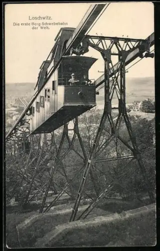 AK Dresden-Loschwitz, Bergschwebebahn in Fahrt