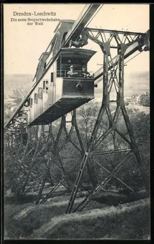 AK Dresden-Loschwitz, derste Bergschwebebahn der Welt