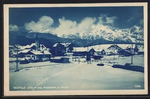 AK Seefeld, Winterpanorama mit Wetterstein