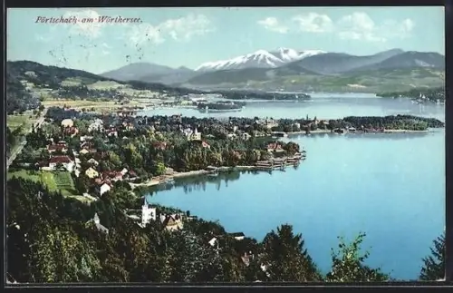 AK Pörtschach am Wörthersee, Panorama mit See und Ort