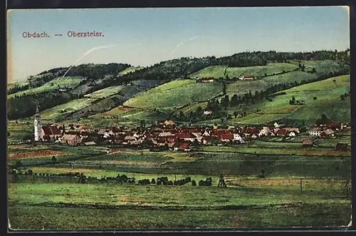 AK Obdach /Obersteier., Panorama mit Kirche