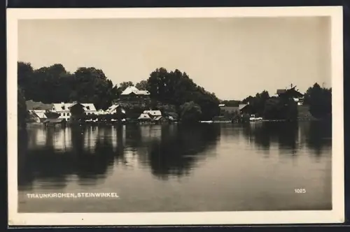 AK Traunkirchen /Steinwinkel, Uferpartie mit Häusern am See