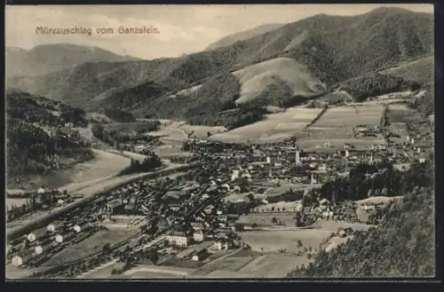 AK Mürzzuschlag, Panorama vom Ganzstein gesehen